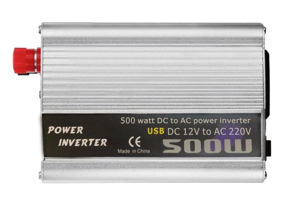 Инвертор автомобильный Power Inverter 500W преобразователь напряжения 12V-220V с 1 USB - Алюминий - 1 розетка - 152х95х55 мм - Серебро