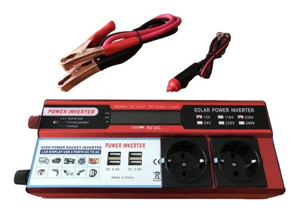 Інвертор автомобільний Power Inverter 650W перетворювач напруги 12V-220V LSD екран 4USB 2 розетки