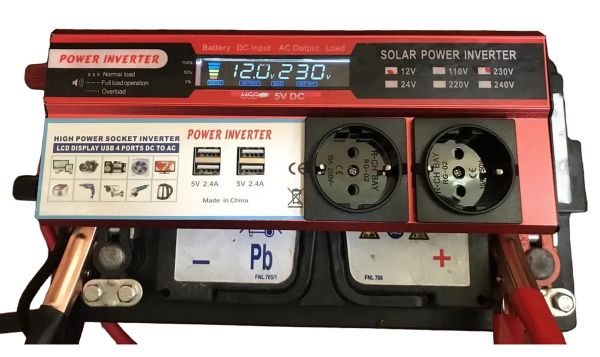 Інвертор автомобільний Power Inverter 650W перетворювач напруги 12V-220V LSD екран 4USB 2 розетки