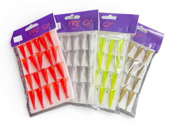 Блешня Піраміда FRY - 4 гачки - Жовтий - 20 шт/уп