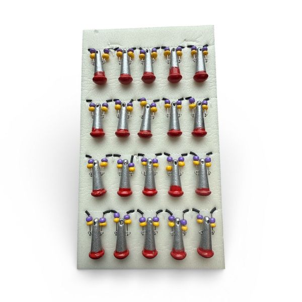 Блешня Яйця FRY Великі - Срібло/Червоний - 20 шт/уп