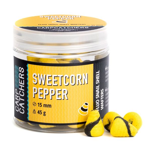 Бойли Carp Catchers - Sweetcorn Pepper - Fluo Snail Shell Wafters - Плаваючі - Двоколірні