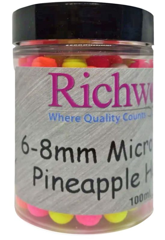 Плавающие бойлы Richworth Pop Ups Boilies - Micro 6-8 мм - 100 мл - Pineapple Hawaiian (Ананас)