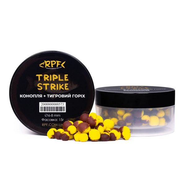 Бойлы RPF Поп-ап Triple Strike  Ø6-8 мм - Конопля+Тигровый Орех - Для ловли карася - Плавающие - 15 г