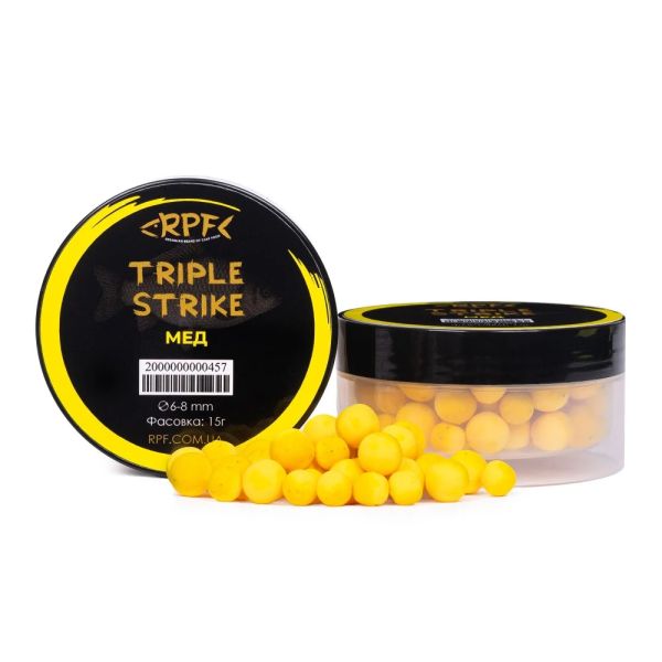 Бойлы RPF Поп-ап Triple Strike  Ø6-8 мм - Мед - Для ловли карася - Плавающие - 15 г