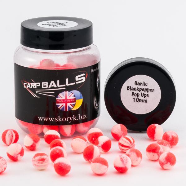 Бойлы Carp Balls Pop Ups - 30 г - Плавающие - Ø10 мм - Garlic&Black Pepper (Чеснок и черный перец)