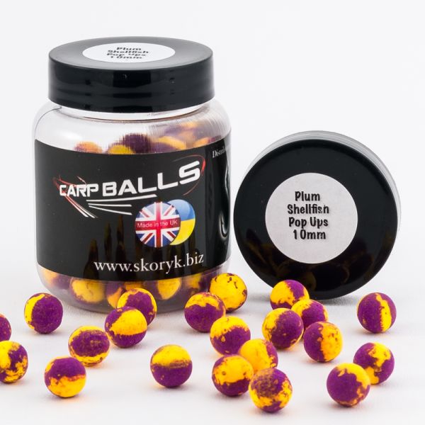 Бойлы Carp Balls Pop Ups - 30 г - Плавающие - Ø10 мм - Plum and Shellfish (Слива Рыба)