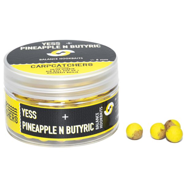 Бойли Carp Catchers Balance Hookbaits - Ø8 мм - Natural Fluoro Yellow&Natural YB - YESS&Pineapple N Butyric