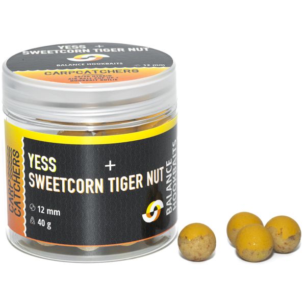 Бойлы Carp Catchers Balance Hookbaits - Ø12 мм - Dark Yellow&Natural YB - YESS&Sweetcorn Tiger Nut