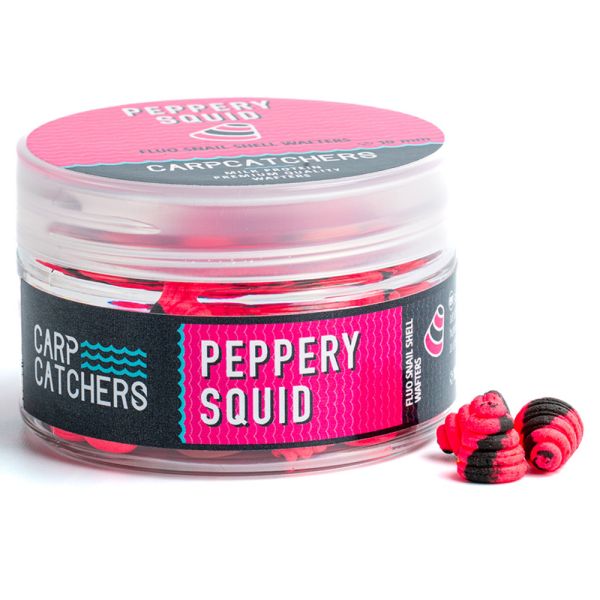 Бойлы Carp Catchers - Peppery Squid - Ø10 мм - Fluo Snail Shell Wafters - Двухцветные
