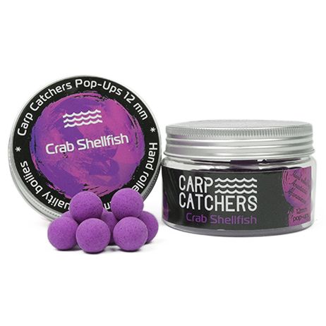 Бойлы Carp Catchers Pop Ups - Плавающие -  Ø12 мм - 35 шт/уп - Crab Shelfish - Флюоресцентный сиреневый