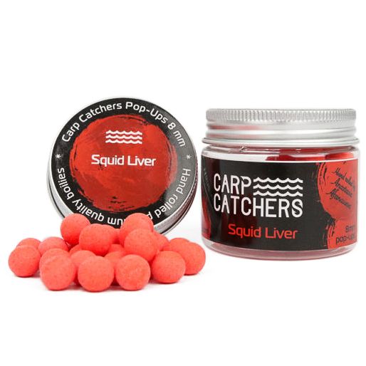 Бойлы Carp Catchers Pop Ups - Плавающие -  Ø12 мм - 35 шт/уп - Squid Liver - Флюоресцентный красный