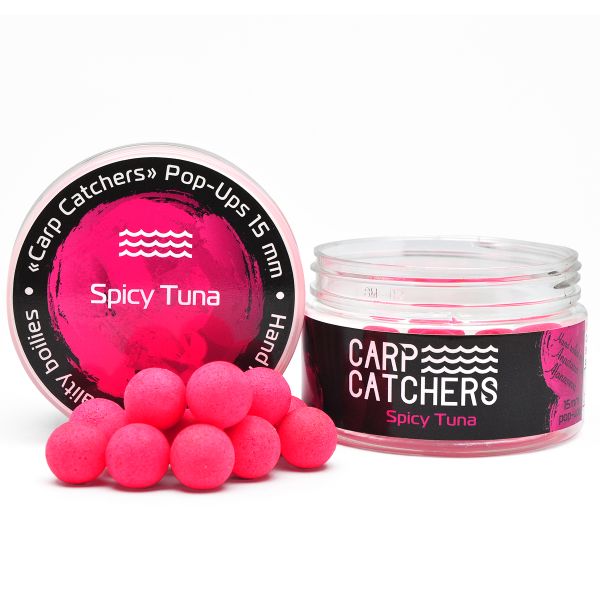 Бойлы Carp Catchers Pop Ups - Ø15 мм - 30 шт/уп - Spice Tuna - Флуоресцентный розовый