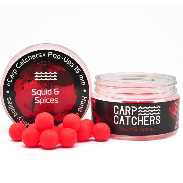 Бойлы Carp Catchers Pop Ups - Ø15 мм - 30 шт/уп - Squid Spices - Красный