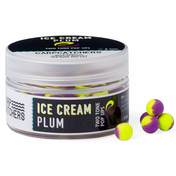 Бойлы Carp Catchers Pop Ups - Ø8 мм - 75-77 шт/уп - Двухцветные - Fluoro Yellow&Purple - Ice Cream Plum