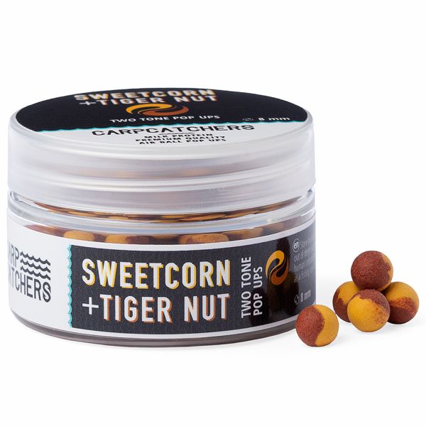 Бойлы Carp Catchers Pop Ups - Ø8 мм - 75-77 шт/уп - Двухцветные - Yellow&Brown - Sweetcorn and Tiger nut