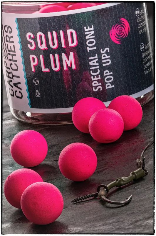 Бойлы Carp Catchers Pop Ups Special Tone - Плавающие - Ø12 мм - Dark Fluoro Pink - Squid Plum