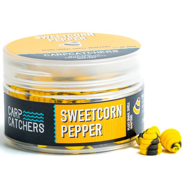 Бойлы Carp Catchers - Sweetcorn Pepper - Ø10 мм - Fluo Snail Shell Wafters - Двухцветные