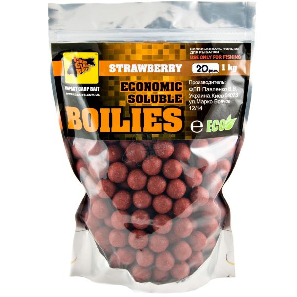 Бойлы Carp Classic Baits - Economic Soluble - Ø20 мм - Дымящие - 1 кг - Strawberry