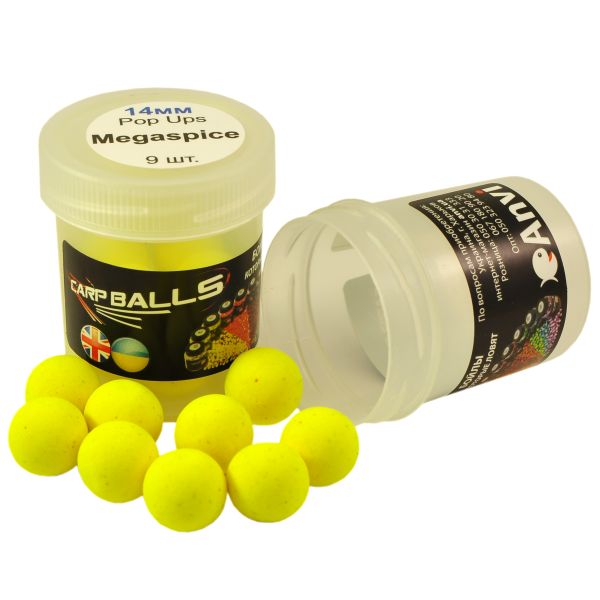 Бойлы CarpBalls Anvi Pop Ups - Пробник - 9 шт - Плавающие - Ø14 мм - Megaspice