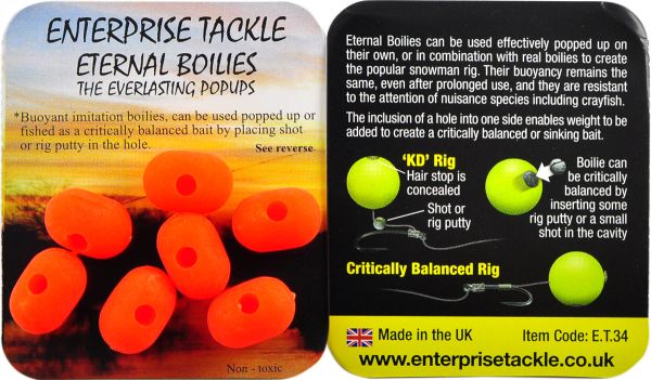 Бойлы Enterprise Tackle - Pellet Boilies - Плавающие - 7 шт/уп - 11x15 мм - Fluoro Orange