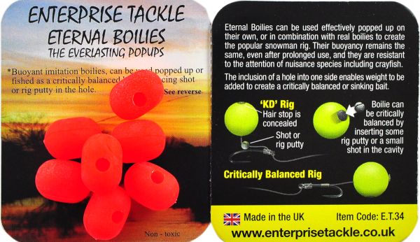 Бойлы Enterprise Tackle -  Pellet Boilies - Плавающие - Ø11x15 мм - 7 шт/уп - Fluoro Red