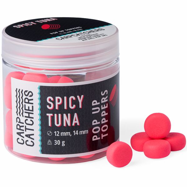 Бойлы Pop-Up Carp Catchers Toppers - Ø12&14 мм - 30 г - Fluoro Pink - Spicy Tuna/Тунец и специи