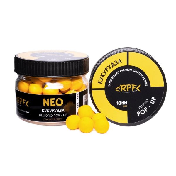 Бойлы RPF NEO Fluoro Поп-ап Ø8 мм - Кукуруза - Плавающие - ПЭТ-банка 25 г