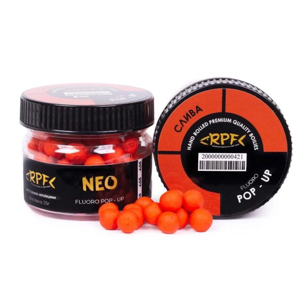 Бойлы RPF NEO Fluoro Поп-ап Ø8 мм - Слива - Плавающие - ПЭТ-банка 25 г