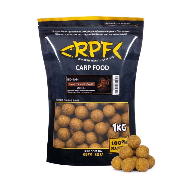 Бойлы RPF прикормочные вареные Classic - Пьяная кукуруза - Ø24 мм - 1 кг