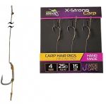 Бойловий (короповий) повідець X-Strong Carp - 15 см - Wide Gape Hook №4 - 25lb/11.5kg - Профмонтаж - 3 шт/уп