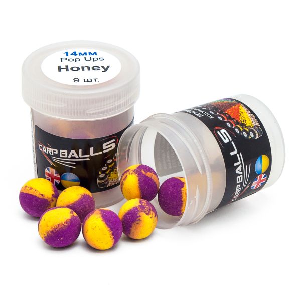 Бойлы CarpBalls Anvi Pop Ups - Пробник - 9 шт - Плавающие - Ø14 мм - Honey