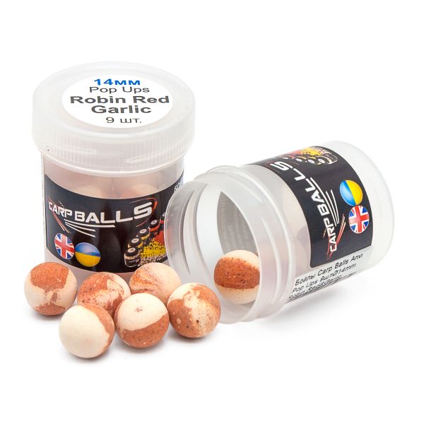 Бойлы CarpBalls Anvi Pop Ups - Пробник - 9 шт - Плавающие - Ø14 мм - Robin Red&Garlic