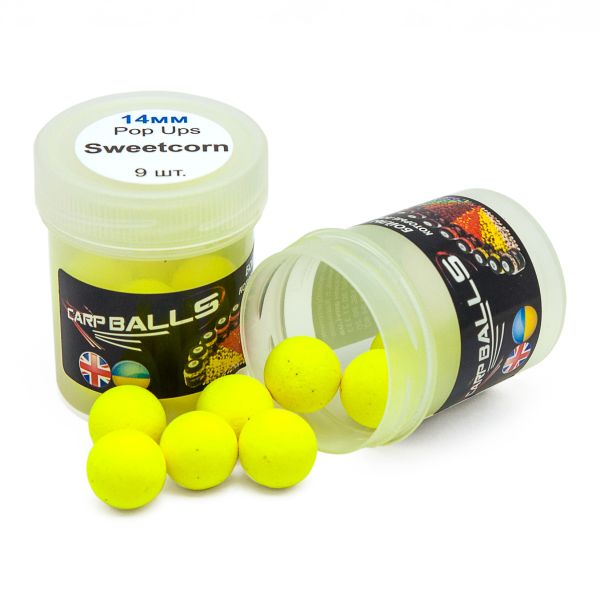 Бойлы CarpBalls Anvi Pop Ups - Пробник - 9 шт - Плавающие - Ø14 мм - Sweetcorn