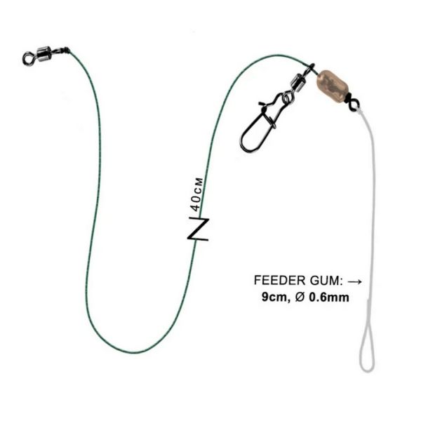 Фідерний монтаж Running Feeder Rig + Feeder GUM 0,6мм - ПрофМонтаж