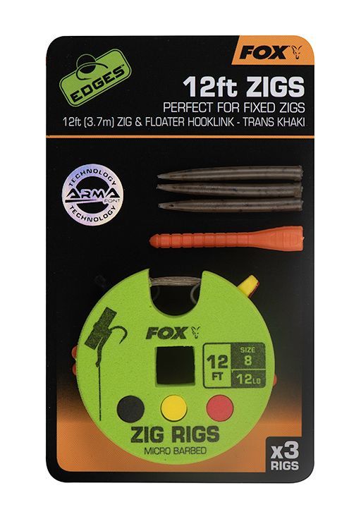 Готовый зиг поводок Fox Edges Zig Rig - 8 – 12lb 12ft x 3 (3.7M)