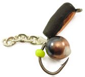 Мормишка Вольфрамова Володимирська "Гвоздик з підвісною 2-ух кольоровою кулькою з ланцюжком" м/к - 2,5 мм - 0,6 г - Арт.415