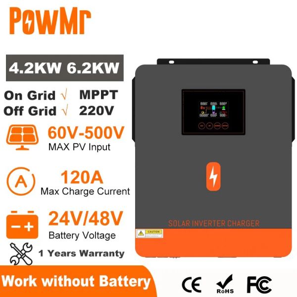 Инвертор автономный гибридный PowMr 4200W с чистой синусоидой - Бесперебойник на весь дом - POW-HVM4.2M-24V-N - Китай