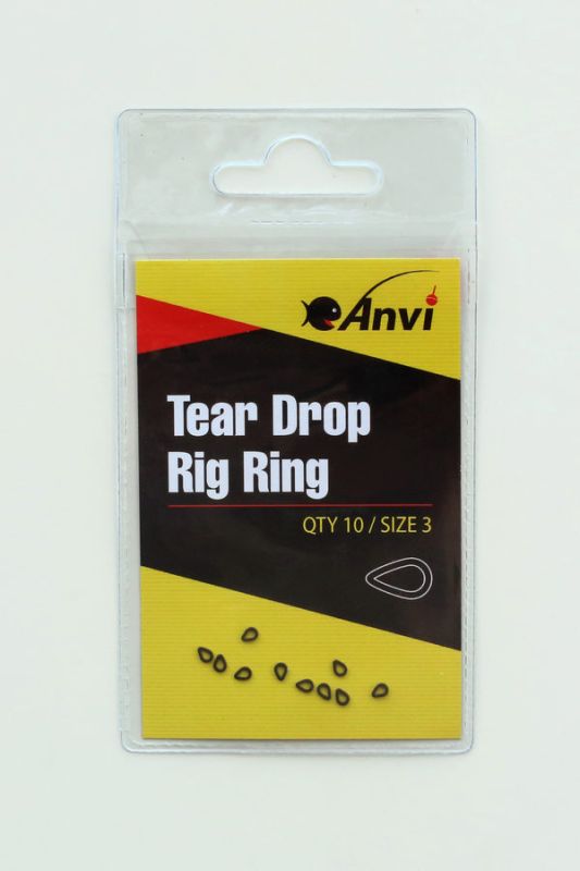 Кольцо крючковое Капля Anvi Tear Drop Rig Ring - Размер 3 - Чёрный матовый - 10 шт/уп