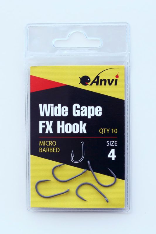 Крючок карповый Anvi Wide Gape FX Hook №4 - 10 шт/уп