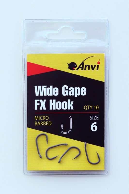 Крючок карповый Anvi Wide Gape FX Hook №6 - 10 шт/уп