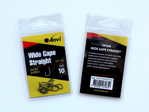 Крючок карповый Anvi Wide Gape Straight №10 - 10 шт/уп