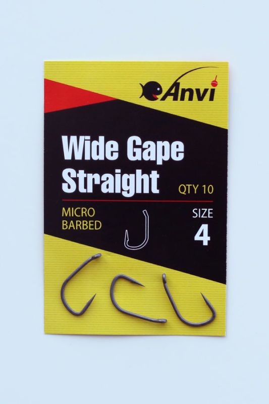 Крючок карповый Anvi Wide Gape Straight №4 - 10 шт/уп