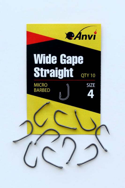 Крючок карповый Anvi Wide Gape Straight №4 - 10 шт/уп