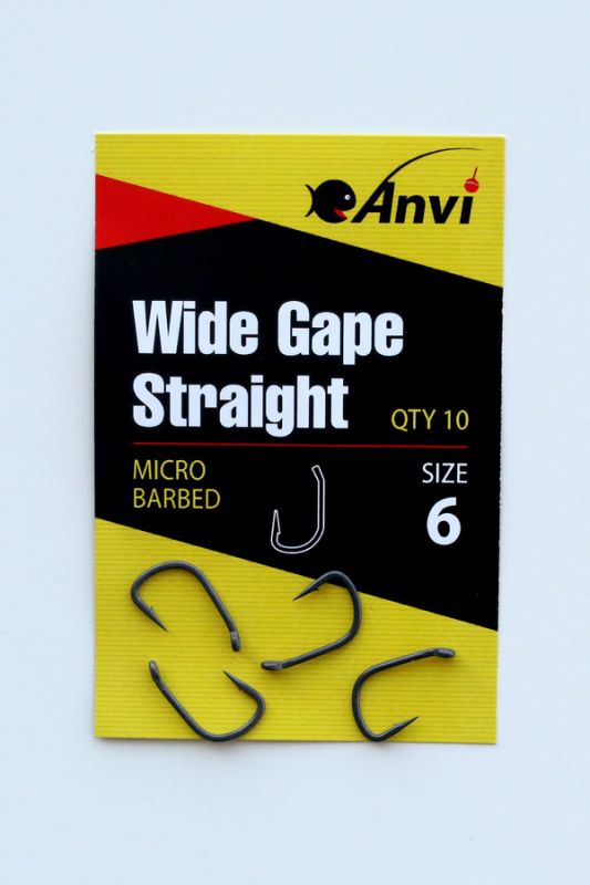 Крючок карповый Anvi Wide Gape Straight №6 - 10 шт/уп