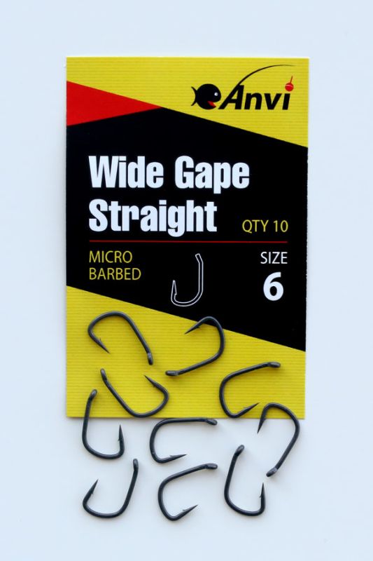 Крючок карповый Anvi Wide Gape Straight №6 - 10 шт/уп