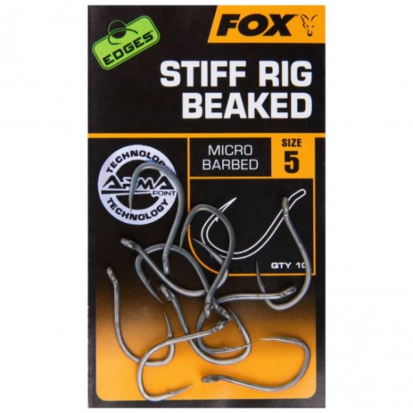 Крючки карповые Fox EDGES Stiff Rig Beaked - С загнутым жалом - 10 шт/уп