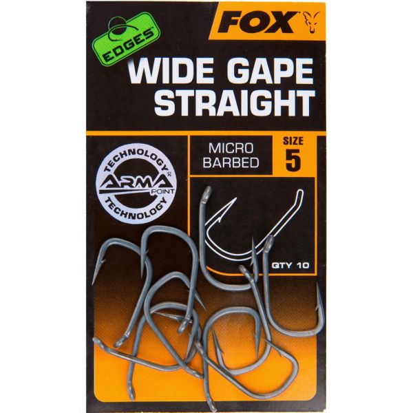 Крючки карповые Fox EDGES Wide Gape Straight - С широким зевом и прямым жалом - 10 шт/уп