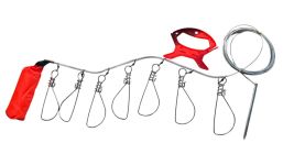 Кукан посилений з поплавком на металевому тросі - 7 карабінів - Довжина 6 м