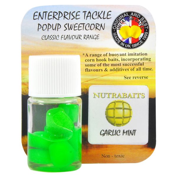 Кукуруза силиконовая EnterPrise в дипе - Искусственная - Garlic Mint Corn-Nutrabaits - Fluoro Green - 8 шт/уп